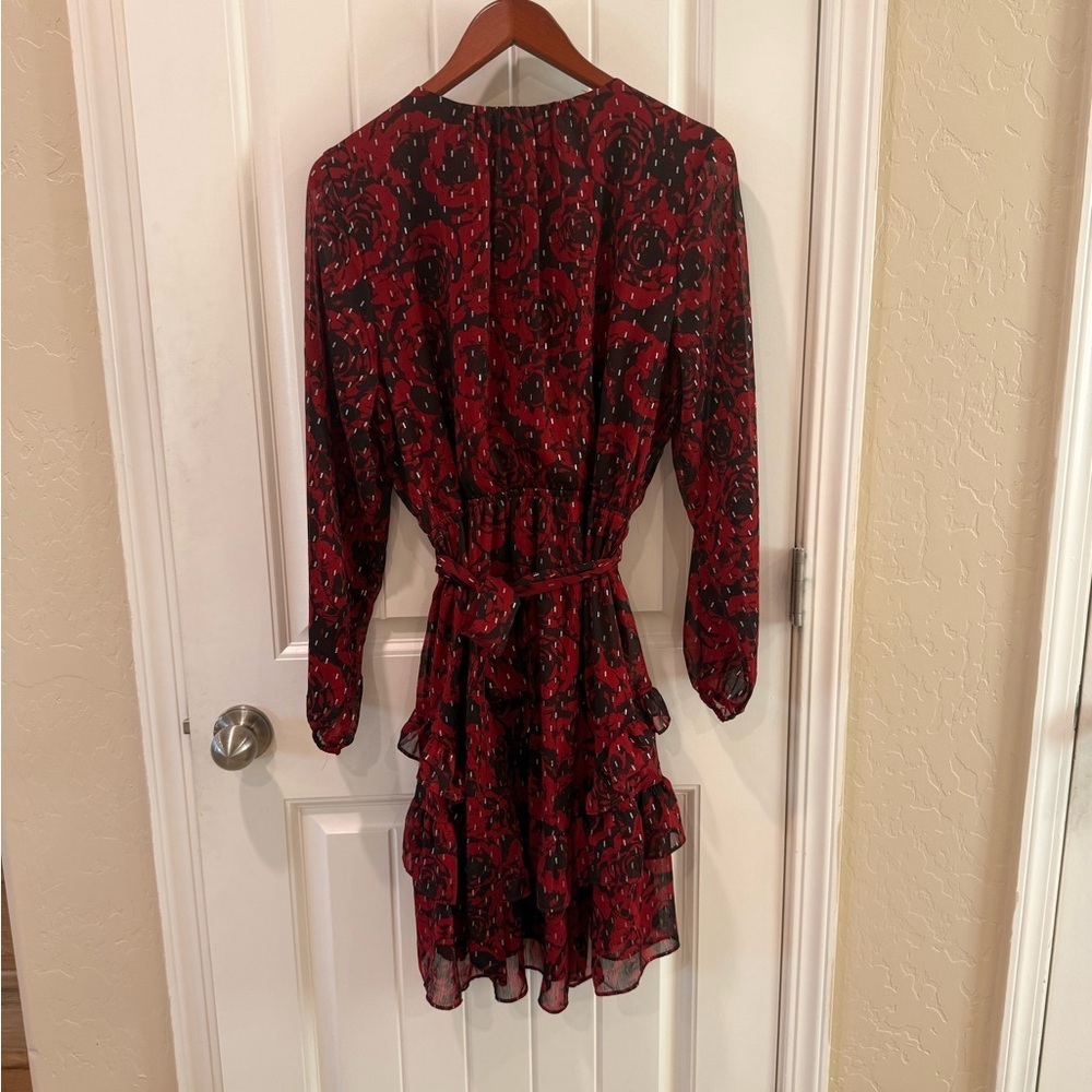 Simply Vera Vera Wang Red and Black Long Sleeve Dress - Picture 3 of 8